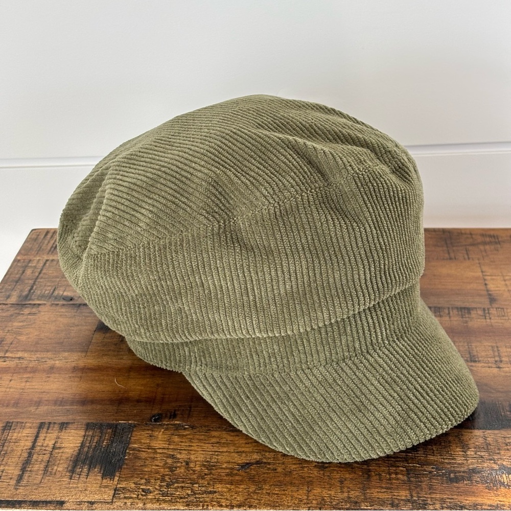 Anthropologie Wyeth Farrah Corduroy Newsboy Cap Olive Green NWT - Picture 3 of 13